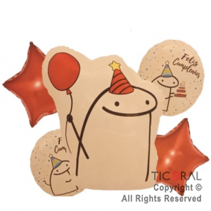 SET DE GLOBOS METALIZADO FLORK MEME 5 UNIDADES 